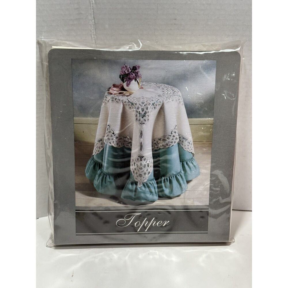Mervyns Vintage Ecru Battenburg Lace Table Topper 45" Sq 100% Cotton‎ NEW